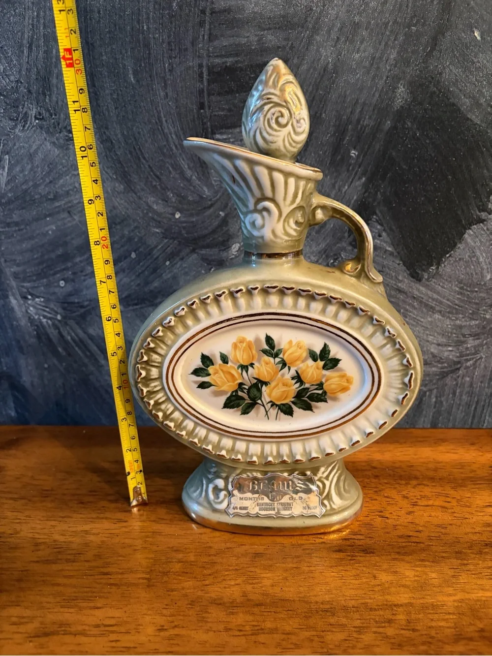 Vintage Decorative Floral  Bottle Pitcher - Yellow Roses